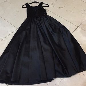 Black princess evening gown with corset tie back